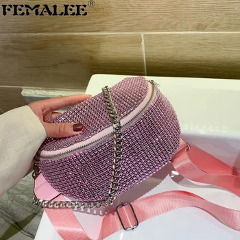 

Luxury Women Colorful Rhinestone Evening Bag Female Fashion Handbags Small Party Waist Bag Ins Diamonds Crossbody Messenger Bags