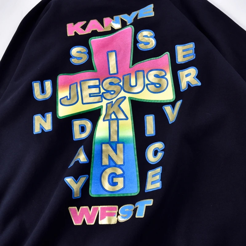 Kanye west Jesus портрет крест печати для мужчин и женщин свободные плюс бархат с высоким вырезом лодочкой хлопковые толстовки