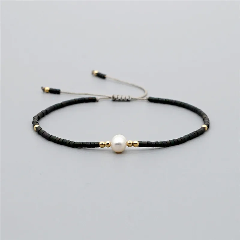 Bracelet Jewelry Myuki rice Beads Hand-woven Friendship Rope Bracelet European And American Summer Women Natural Freshwater Pearl Gift