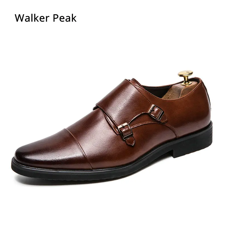 Beste Size 38 48 Heren Schoenen Dubbele Monnik Strap Oxford Lederen Vierkante Teen Klassieke Jurk Schoenen Casual Comfortabele Geleidelijke Loafer merk