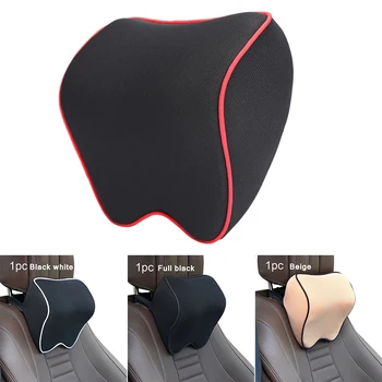 

Universal Memory Foam Car Seat Headrest Pad Washable Adjustable Neck Pillow Head Rest Support Cushion Black/ Beige