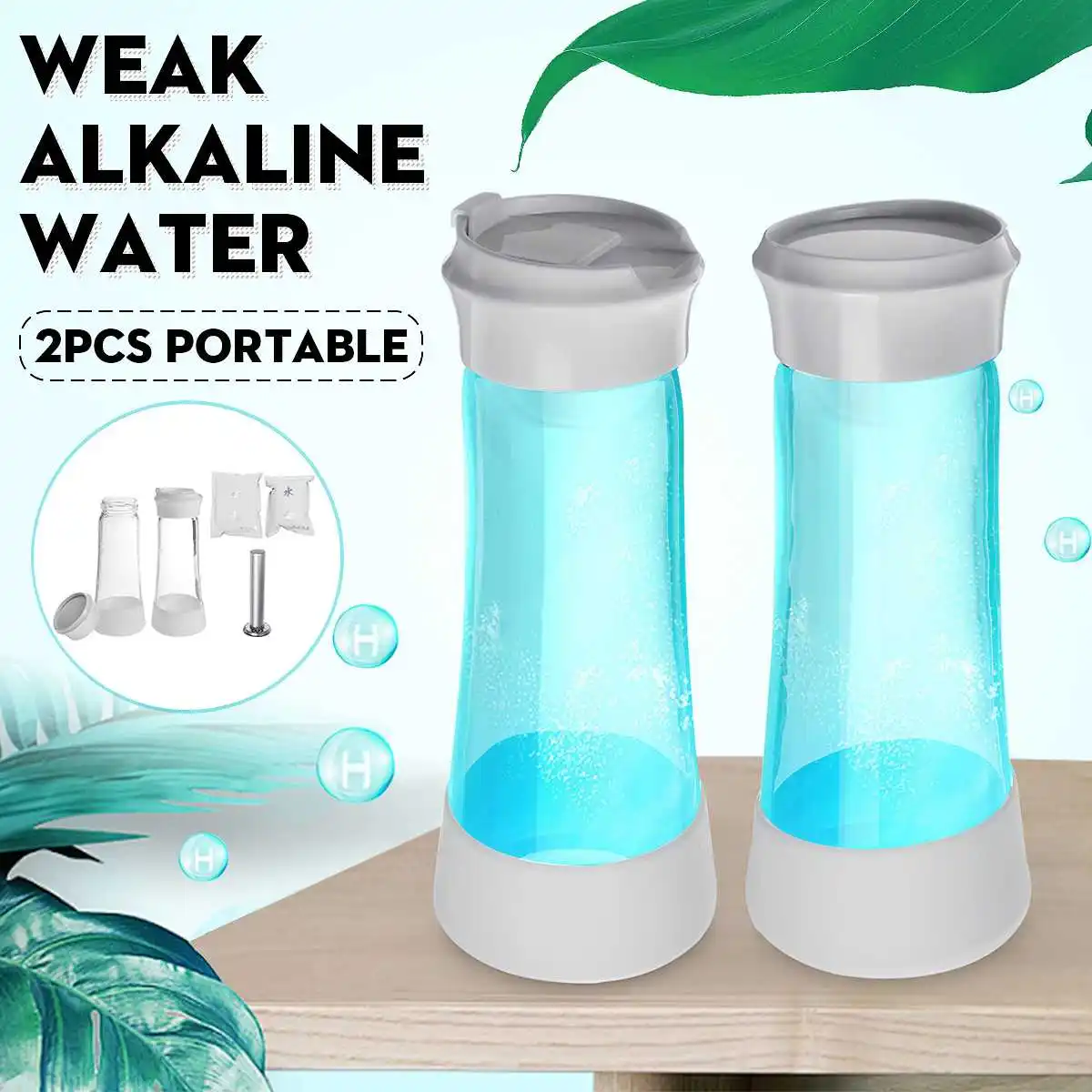 

1 Pair Rich Hydrogens Water Generator Alkaline Cup Electrolysis H2 Hydrogens and Oxygen Separation Water Ionizer Bottle 400ml