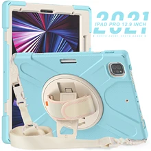 

iPad12.9 inch 2021 5th generation shockproof case for iPad Pro 12.9 2021 with shoulder strap and hand strap holder pencil holder