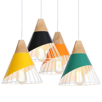 

Nordic Light LED Pendant Lights Modern Iron Hanging Lamp Fashion Wood Hanglamp Dining Luminaire Suspension Lighting Fixture