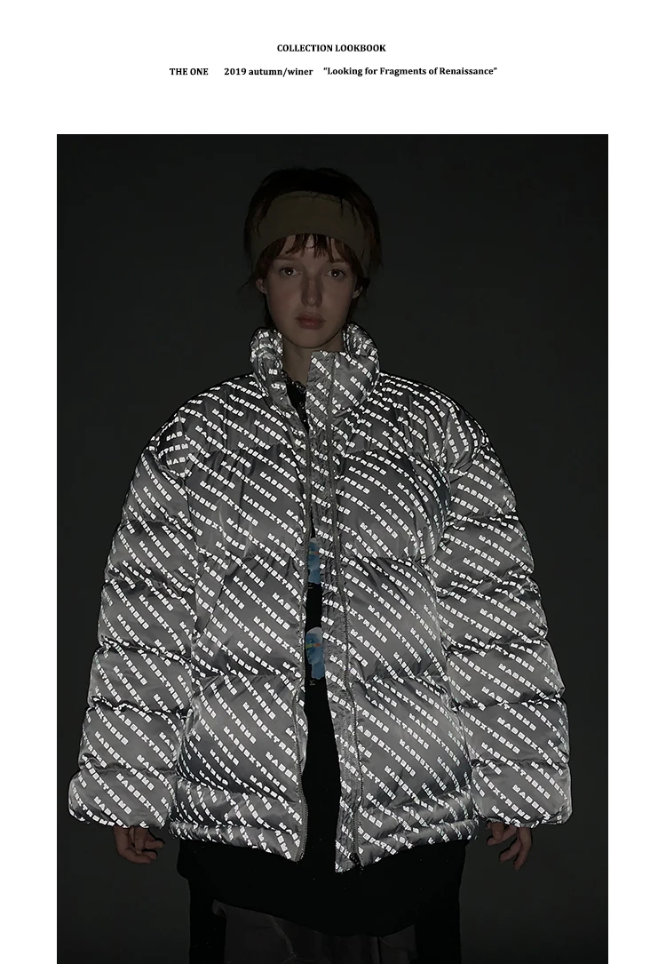 Светоотражающая куртка, куртка, Мужская/женская зимняя Толстая парка, ветровка, уличная одежда, теплые куртки Harajuku, верхняя одежда, пальто-пузырь