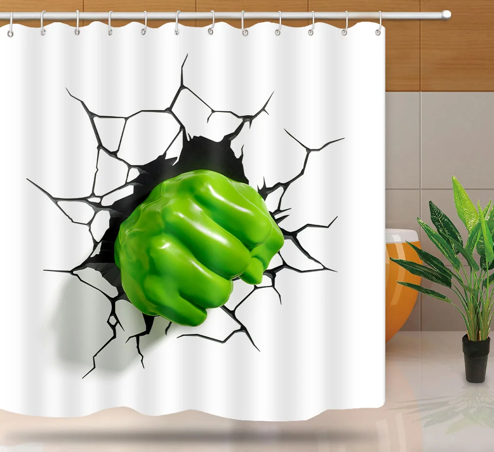 

Cartoon Hulk Fist Shower Curtains Custom Design Creative Shower Curtain Bathroom Waterproof Polyester Fabric Douchegordijn