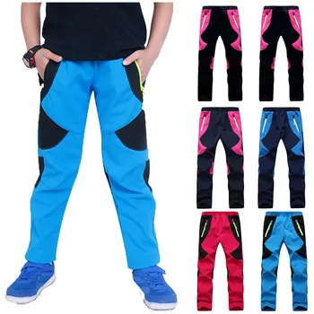 Children Boys Girls Pants Windproof Outdoor Trousers Breathable With Fleece Lining Warm Rain Trousers Ski Hiking Trousers 2-12Y 1