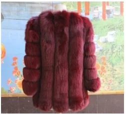 Windproof Warm Outwear Monteau Femme Hiver Thicken Modern Streetwear Womens Tops and Blouses Fashion Slim Real Fox Fur Coat - Цвет: Бургундия