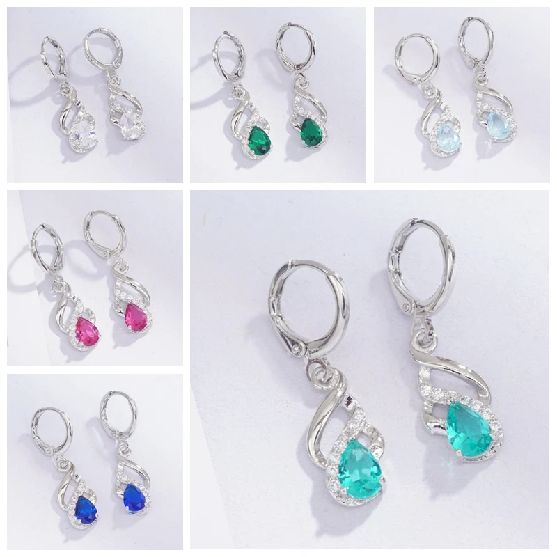

12 Colors Original Classic Earrings Wedding Long Earring Square Crystal Drop Earrings for Women Gifts Wholesale 6 Colors