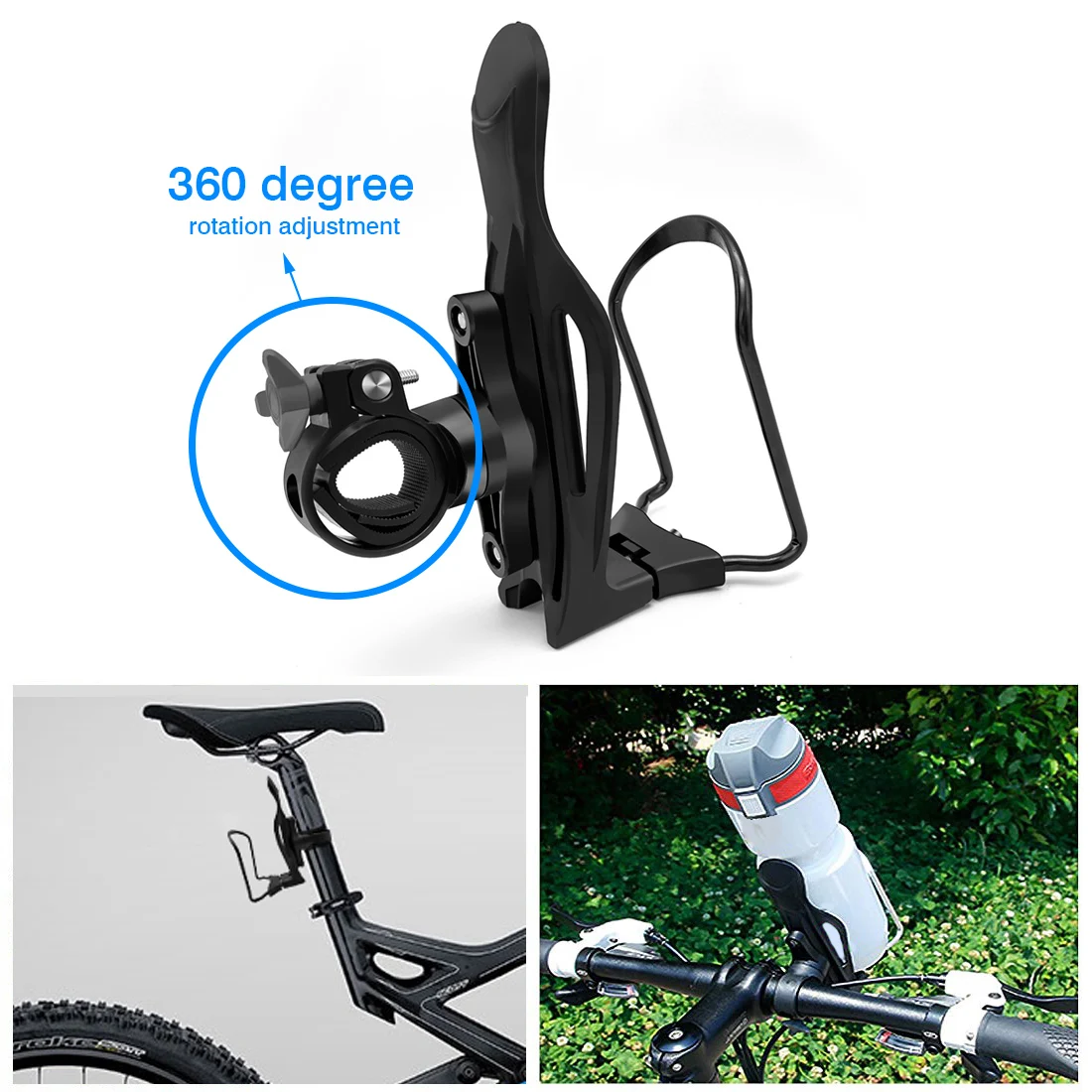 Bicycle Bottle Holder Rotatable Extension Mount Cycling Water Bottle Cage Adapter For Bike Handlebar Saddle Seatpost