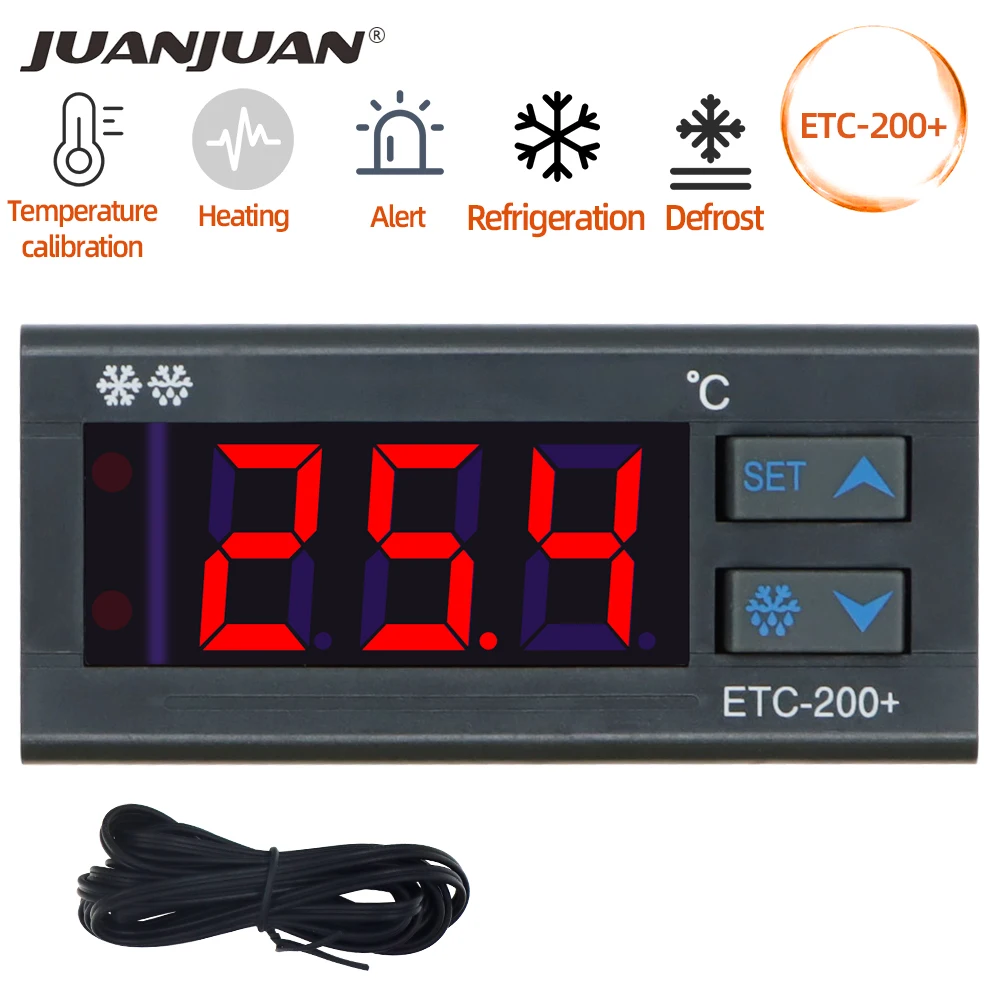 

ETC-200+ Thermostat Temperature measurement and controller Digital Thermostat Refrigeration Defrosting Alarm 30% off