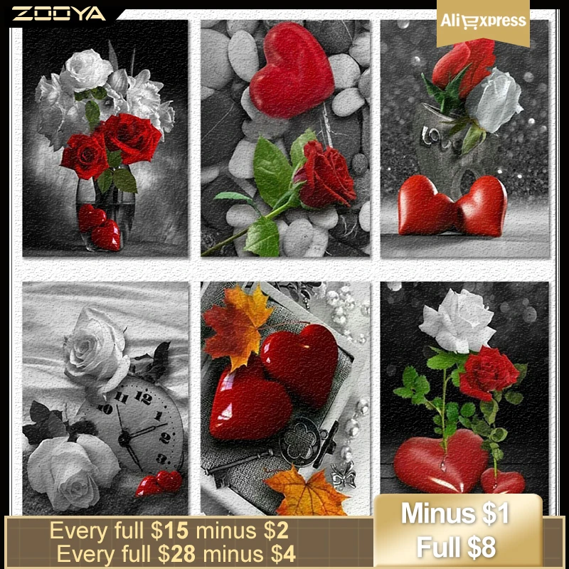 Zooya Алмазная Вышивка Полный дисплей цветок 5D Diy картина Любовь Стразы мозаика
