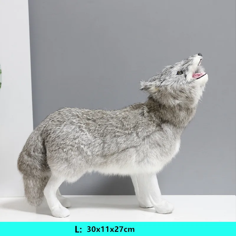 Моделирование игрушки в виде животных Собака Мягкая овчарка волк модель животного выставочный зал украшение дома DY80059 - Color: 30x11x27cm Grey