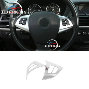 

For BMW X5 E70 07-12 2pcs ABS Chrome Steering Wheel Button Cover Frame Trim