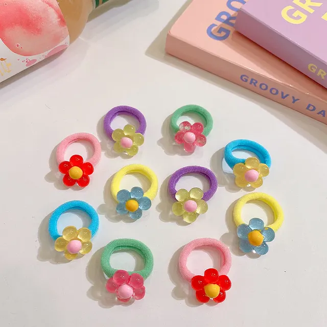 100Psc/Set Lovely Colorful Hair Bands For Girls Nylon Hair Ties Kids Candy Color Elastic Rubber Band Scrunchie Hair Accessories 10pcs-17