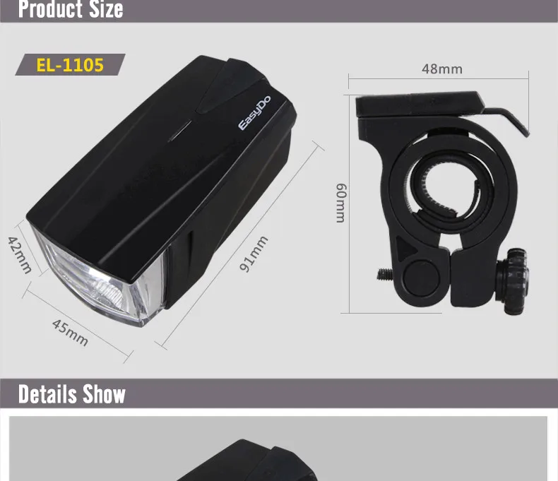 Easydo 2in1 Bicycle Light Electric Horn StVZO Certification MTB Road Bike LED Headlight 140 dB Electric Bell Cycling Accessories