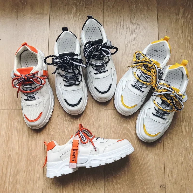 

LZJ New 2019 Spring Women's Chunky Sneakers Fashion Women Platform Lace Up Vulcanize Shoes Womens Female Trainers Dad Shoes
