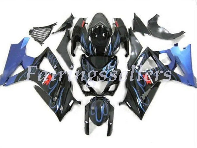

Injection Molding ABS Motorcycle Fairings kit Fit Suitable For Suzuki GSX-R1000K7 2007 2008gsxr1000 07 Fairings Black blue flame