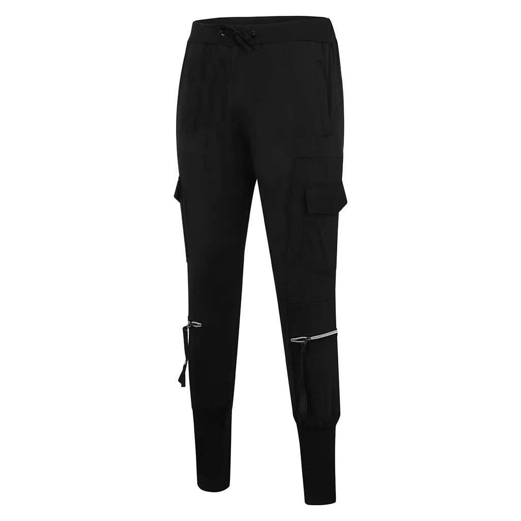 Men Zipper Pure Color Pants Chinos Cotton Slim Fit Men Pants Trousers Skinny Chinos Grey Ankle Length Super Pant Side Stripe