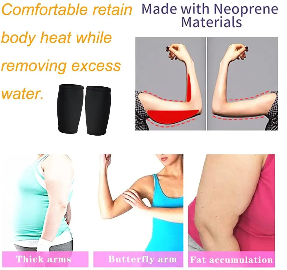 Sweat Arm Bands Trimmer for Women & Men Sauna Arm Slimmer Shaper Compression Sleeves Wraps Lose Arm Fat Sauna Arm Trimmer Sport