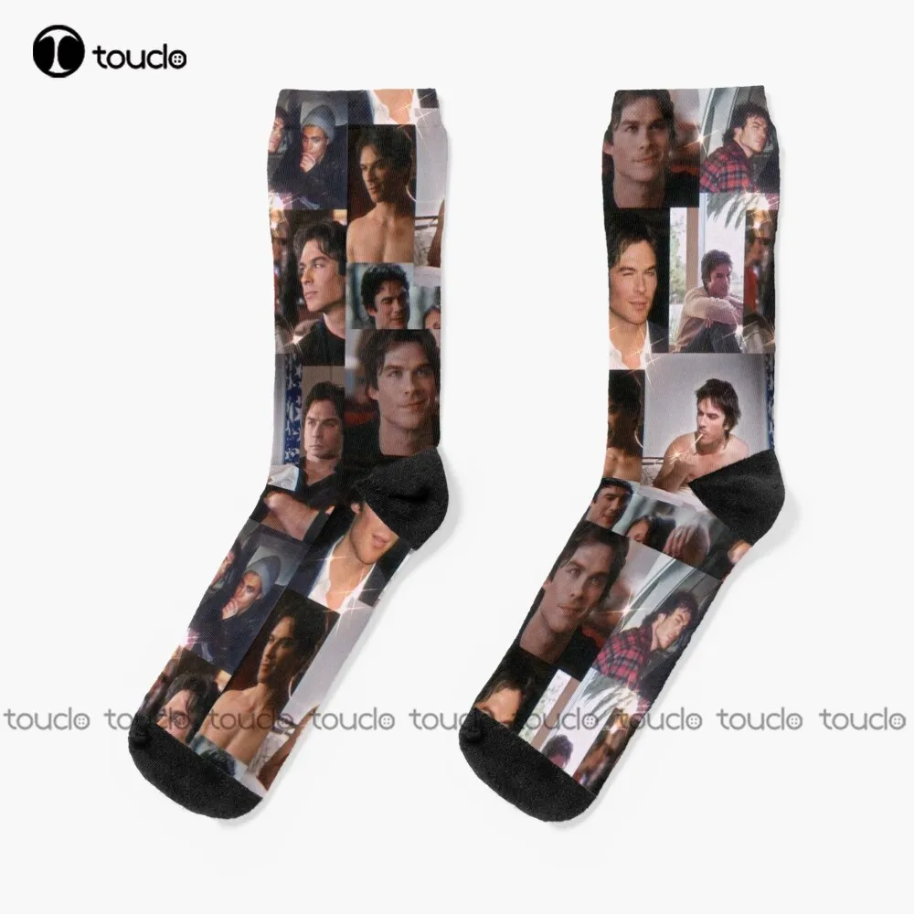 

Damon Collage Socks Boys Football Socks Christmas New Year Gift 360° Digital Print Personalized Custom Hd High Quality Women Men