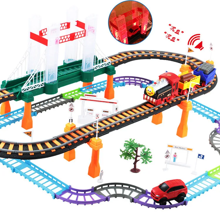 

Children Multi-functional Electric Rail Car Sound And Light Car Toy Train Set Multilayer Assembly Intelligence Toys Set