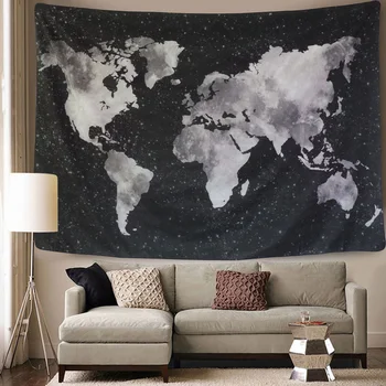 

Abstract 3D Printing Black World Map Tapestry Wall Hanging Home Decor For Dorm Room BedLinen Tapestry Cloth Wall Carpet