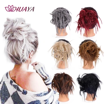 

HUAYA Synthetic Curly Chignons Messy Elastic Band Hair Bun Wrap Ponytail Women's Heat Resistant Fiber Natural Extensiones Hair