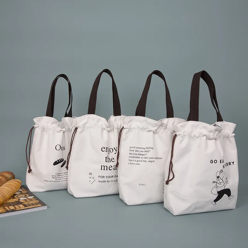 Lunch Bag, bolsa de lona amor comida de papel de aluminio bolsa de caja de almuerzo enfriador bolso Picnic cena contenedor de comida escolar bolsas de almacenamiento