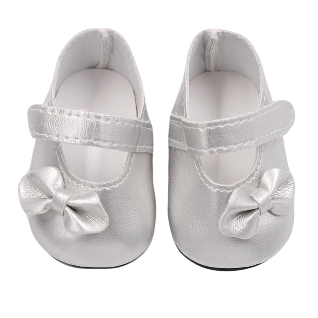 Hot Sale 7cm Bow-knot Doll Shoes For 18Inch American Dolls Pu Leather Velcro Shoes Fit 43cm New Baby 1/3 BJD DIY Dolls Gift 6