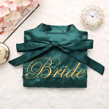 

Green Rayon Bridesmaid Bride Robe Sexy Women Embroidery Wedding Kimono Robes Sleepwear Nightgown Dress Woman Bathrobe Pajamas
