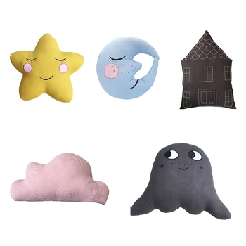 

Cotton Linen Removable Pillow House Moon Children's Room Decoration Sofa Cushion Cute Plush Pillow Dropshipping