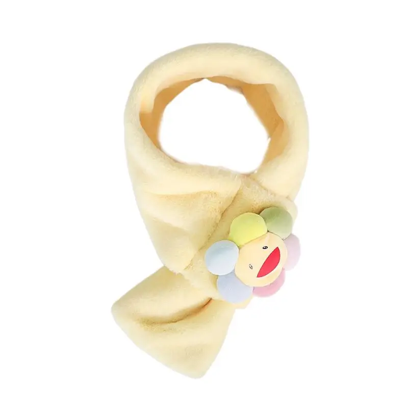 Теплый детский шарф контрастного цвета с плюшевым крестиком и галстуком-бабочкой; шарф с кроликом из мультфильма - Цвет: Yellow-2