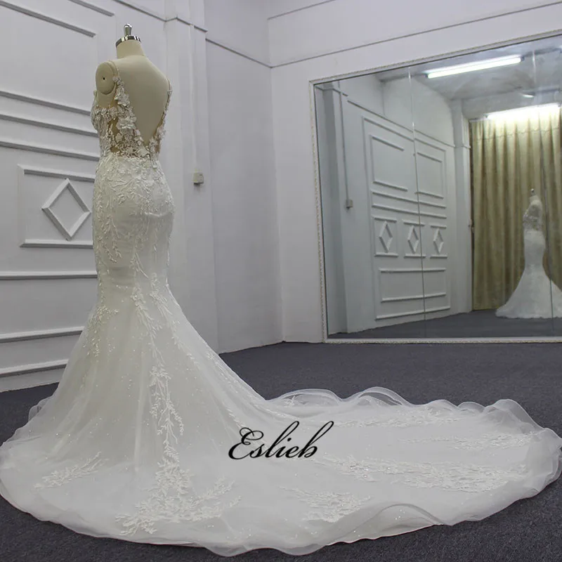 Eslieb 3D Цветочные бусины-Кристаллы Русалка свадебное платье es сексуальное кружевное свадебное платье Vestido de Noiva свадебное платье
