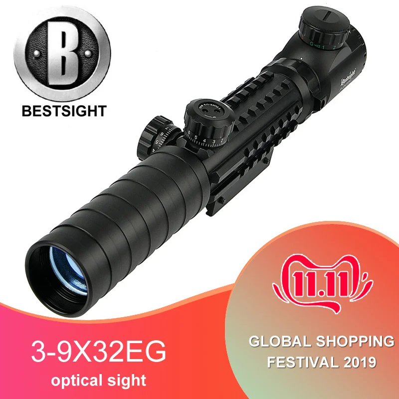 Buy 3 9x32EG Tactical Rifle scope Red Green Dot Illuminated Reticle Optic Sight Airsoft Hunting Scopes with Free Lens Cover