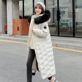 

2019 Fashion Long Women Winter Jacket Cotton Padded fur collar Warm Thicken Ladies Coat Long Coats Parka Womens Jackets MY23