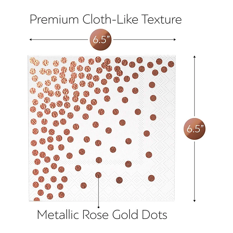 Rose Gold Plastic Cups- 12Oz- 50 Pack- with Matching Napkins- 6.5 Inch- 50 Pack- Weddings, Birthday, Baby& Bridal Shower