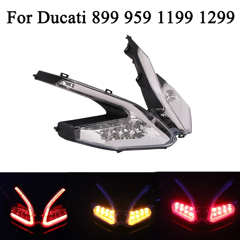Светодиодный задний светильник для DUCATI 1299 959 1199/S/R 899 Panigale, мотоциклетный ультра яркий задний тормозной светильник, интегрированная мигающая лампа