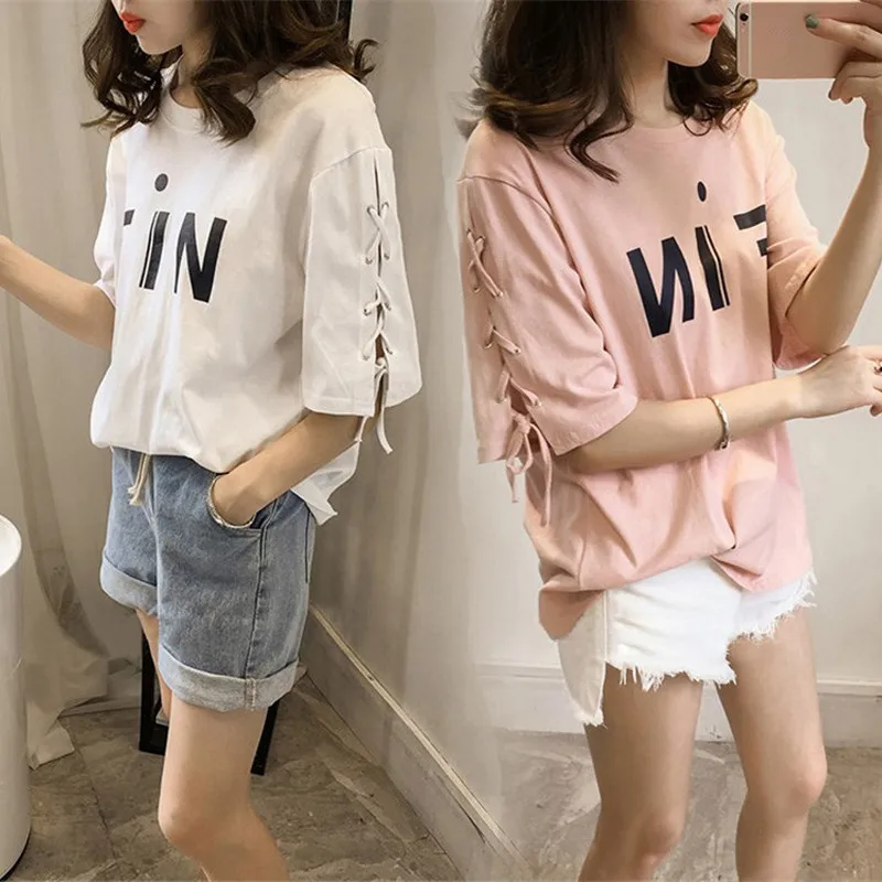 XXL Женская футболка в стиле Харадзюку с коротким рукавом женские летние топы 2018
