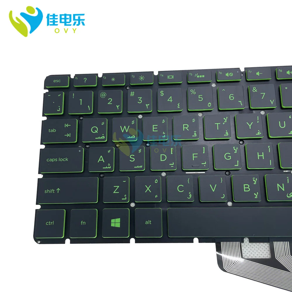 Teclado Retroiluminado Árabe para o Portátil Chaves Verdes do Luminoso 9z.ne1bq.h0a 15-bs 15t-bs 15-bc 15-br 15-bw 15-cf 15-dy Novo - Imagem 3