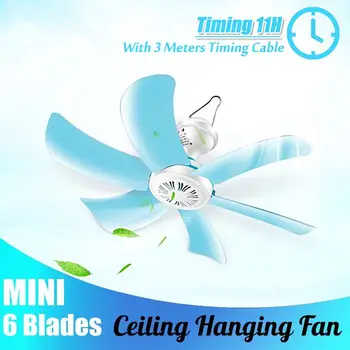 

Blue Timing 6 Blades 8W Hanging Mini Ceiling Fan With 3 Meters Timing Cable Low Noise Soft Wind household Energy Saving Summer