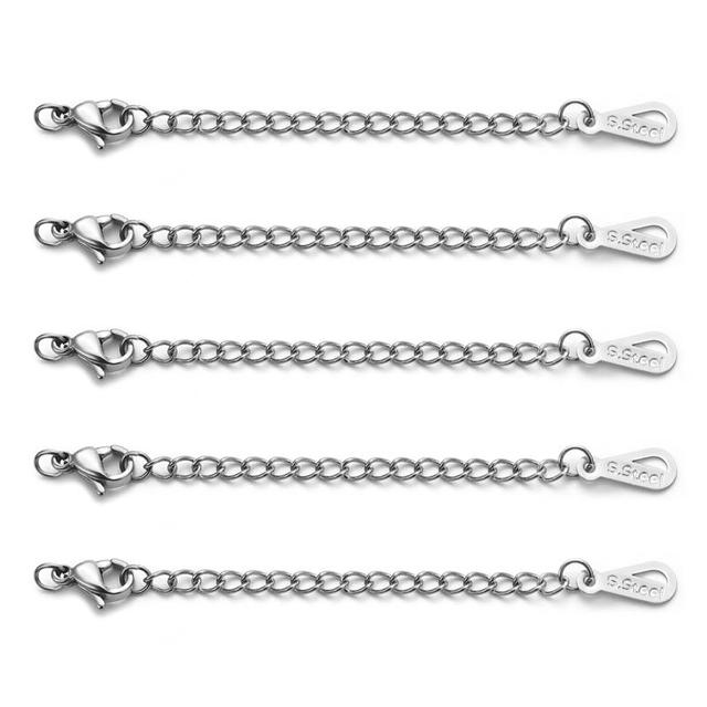 Stainless Steel Extended Extension Bracelet Necklace Tail Chain Lobster Clasps Connectors For DIY Jewelry Making Findings