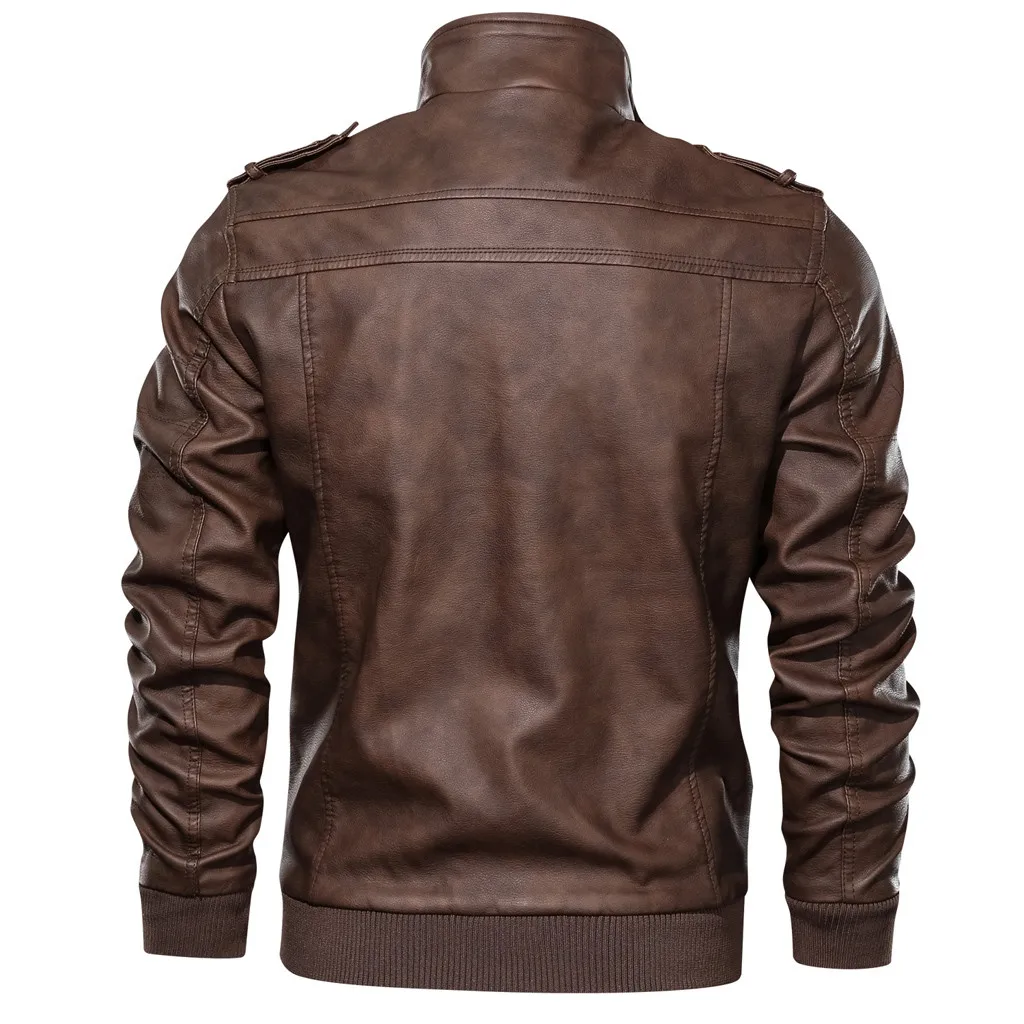 Мужская модная осенняя куртка-бомбер, кожаная куртка для мужчин размера плюс, мотоциклетная куртка с вышивкой, теплая бейсбольная куртка из искусственной кожи, размер S-3XL