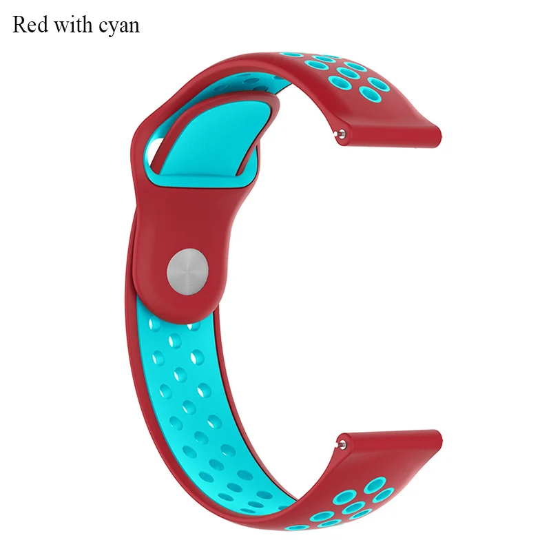 Red with cyan BOORUI ремешок для часов Huami Amazfit Bip двойной цвет 20 мм силиконовый ремешок 22 мм для xiaomi Amazfit - Цвет: Red with cyan