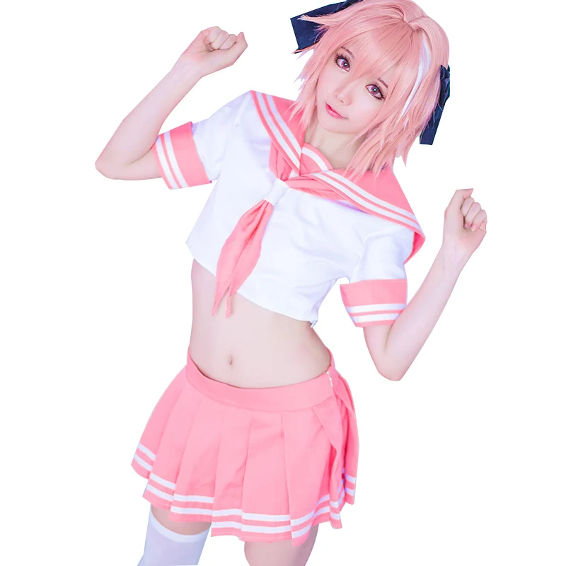 

Fate/Grand Order Fate Apocrypha Rider Astolfo Cosplay JK School Uniform Sailor Suit Women Fancy Outfit Anime Halloween Costume