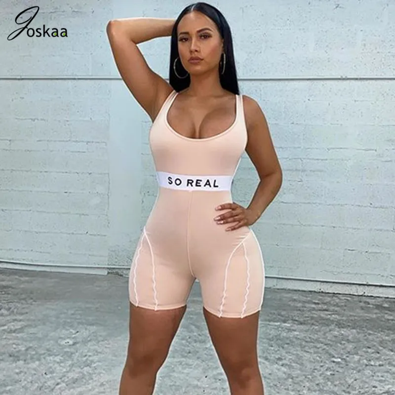 Joskaa Letter Print Patchwork Sleeveless Tank Sexy Bodysuit One Piece Back Zipper Sports Outwear Women Summer 2020 Sexy Clubwear Joskaa Letter Print Patchwork Sleeveless Tank Sexy Bodysuit One Piece Back Zipper Sports Outwear Women Summer 2020 Sexy Clubwear