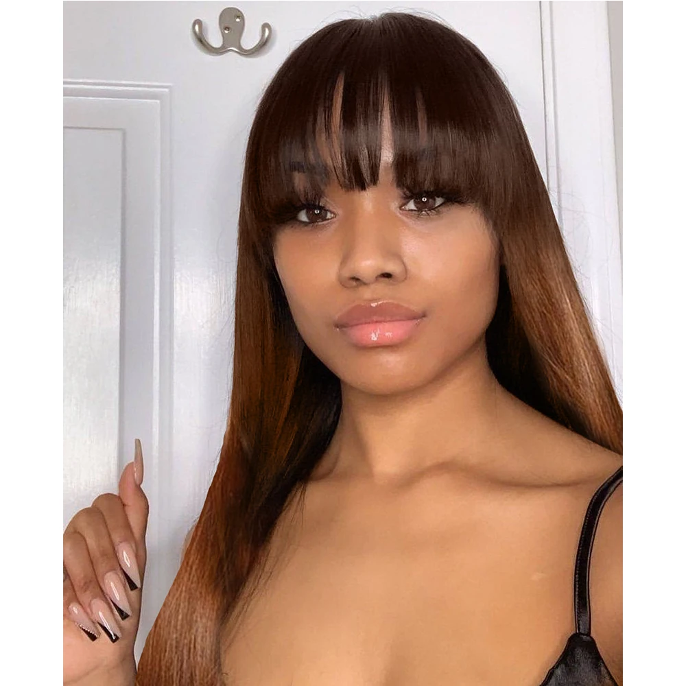 ombre human hair wigs with bangs