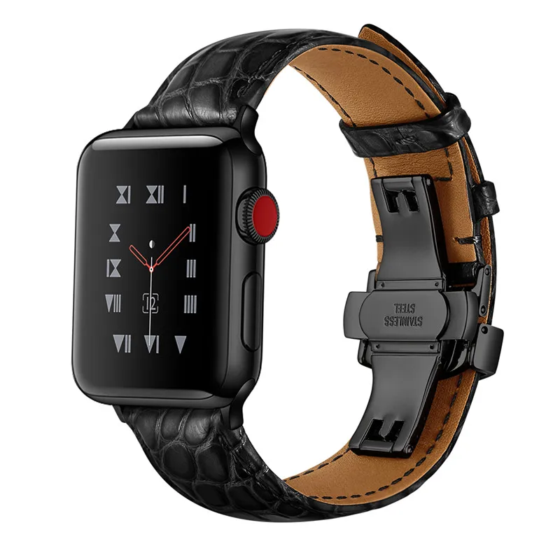 Ремни для наручных часов Apple Watch series 4 полосным 44 мм 40 мм натуральной крокодиловой кожи для девочек; мини-юбка для наручных часов iWatch 1/2/3 38 мм 42 мм запястье браслет correa