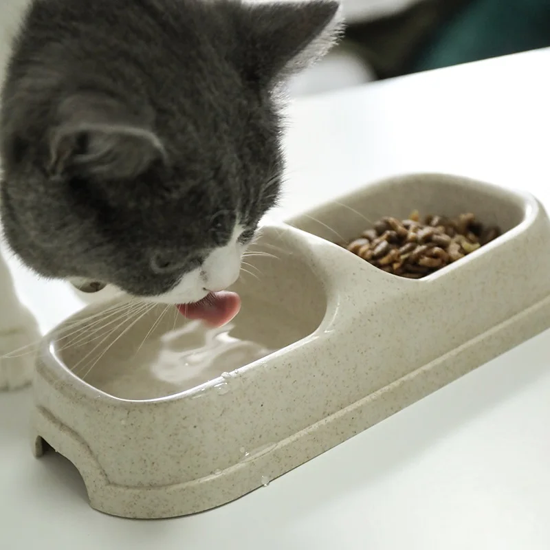 

Cat and Dog Pet Square Food / Water Double Bowl Green Wheat Ears Pet Bowl Double Mouth Rectangular Bowl