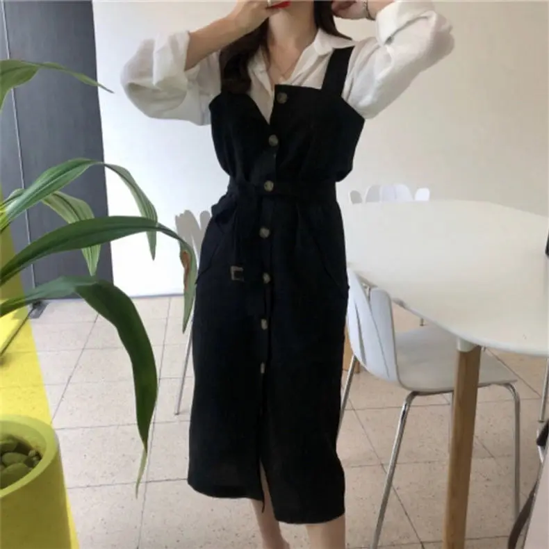 Sleeveless Dress Women Spring Straight Leisure Single-breasted Spaghetti Strap Large Size 4XL Korean Style Daily Female Trendy dresses for women